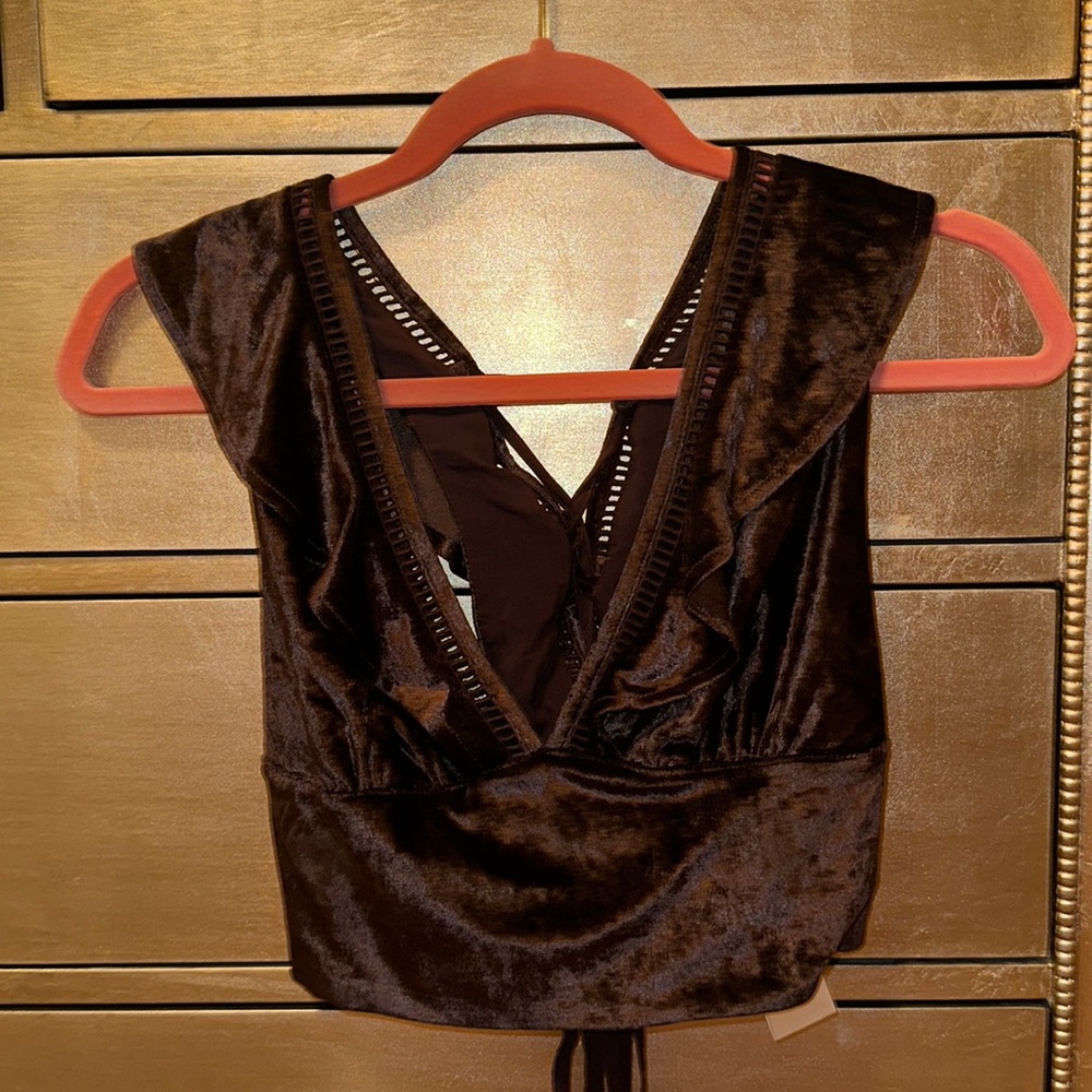 Free People Lillian Velvet Lace Up Tank